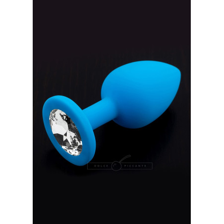 Plug anale fallo in silicone dildo con diamante Jewellery Blu