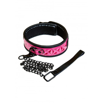 Collare Bondage con guinzaglio a catena fetish sinful Pink