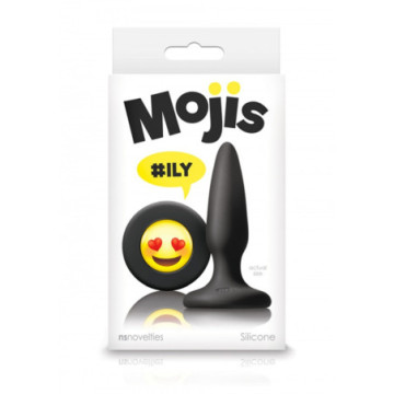 Plug anale in silicone mini fallo butt conico nero con smile ily EMOJI FACE