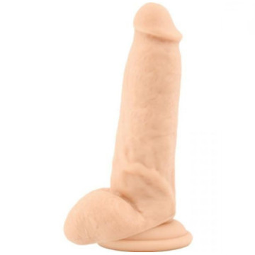 Fallo realistico dildo vaginale con ventosa e testicoli in silicone squad safe flesh 7,5