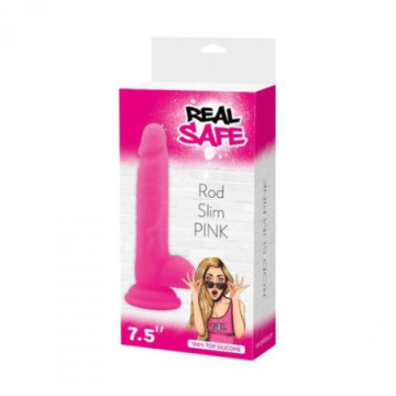 Dildo Fallo realistico Vaginale con testicoli  ventosa in silicone rod Slim Pink