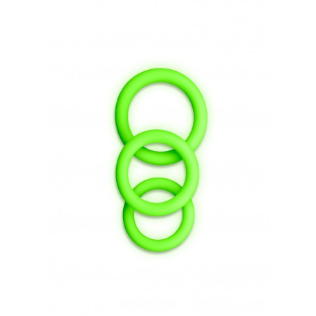 Kit anello per pene 3 pcs Cock Ring Set - Glow in the Dark - Neon Green