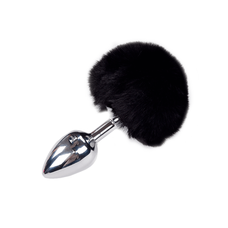 Plug anale con coda Metal Anal Fluffy Plug M black