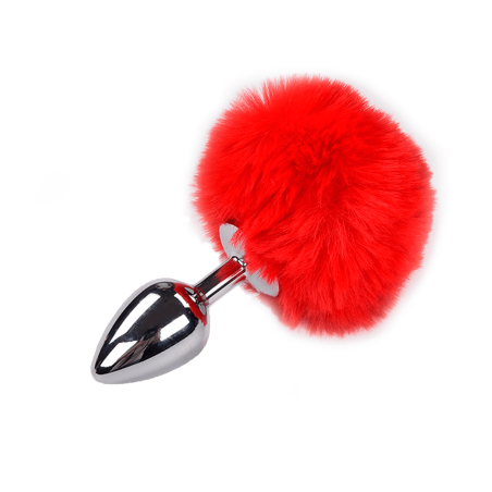 Plug anale con coda Metal Anal Fluffy Plug M red