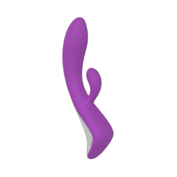 Vibratore doppio rabbit dildo fallo vibrante vaginale in silicone impermeabile ricaricabile move purple