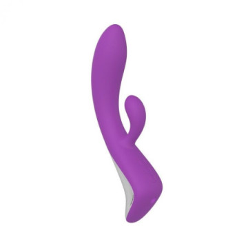 Vibratore doppio rabbit dildo fallo vibrante vaginale in silicone impermeabile ricaricabile move purple