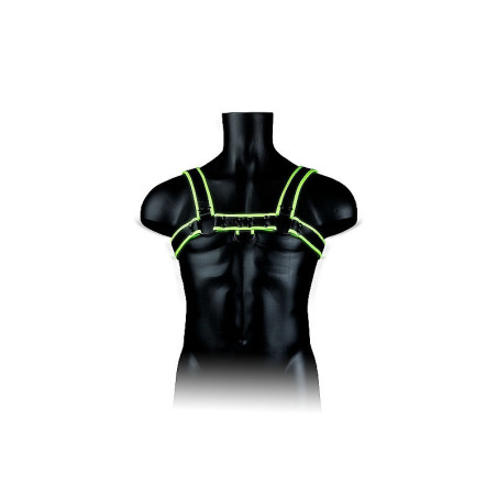 Imbragatura uomo fosforescente Chest Bulldog Harness - GitD - Neon Green/Black