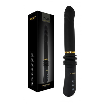 Vibratore vaginale realistico nero movimento su e giù dildo fallo vibrante magnum opus