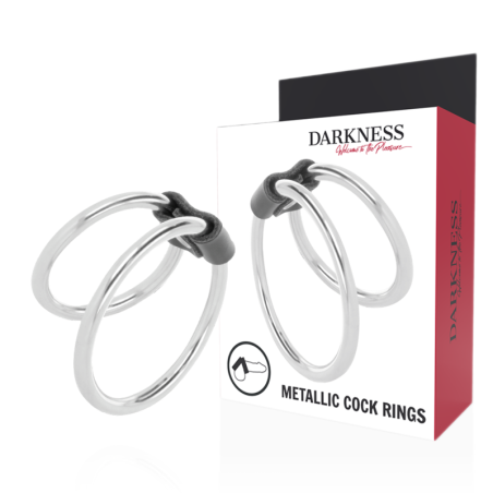 Anello doppio per pene in metallo metallic cock ring darkeness