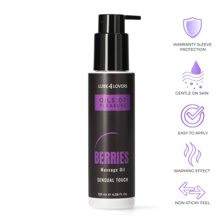 Olio per massaggio sensuale effetto caldo ai frutti di bosco 120 ml lube4lovers