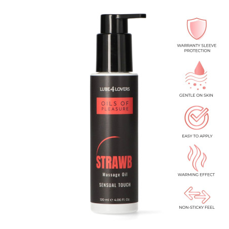 Olio per massaggio stimolante gusto fragola effetto riscaldante non sticky lube4lovers