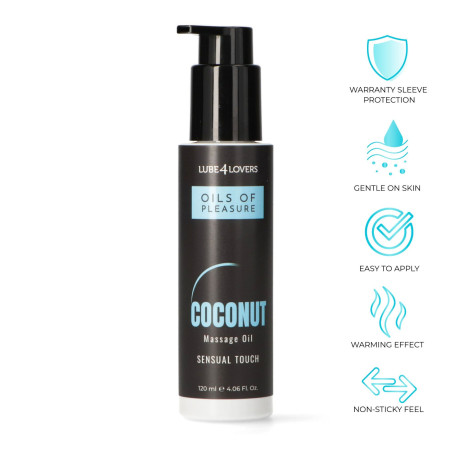 Olio erotico da massaggio sensual touch gusto cocco effetto warming 120 ml lube4lovers