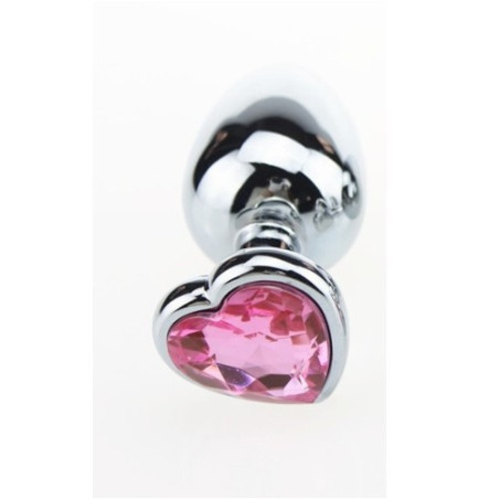 Plug anale in metallo acciaio dildo con pietra gioiello cuore rosa ping fallo medium anal butt