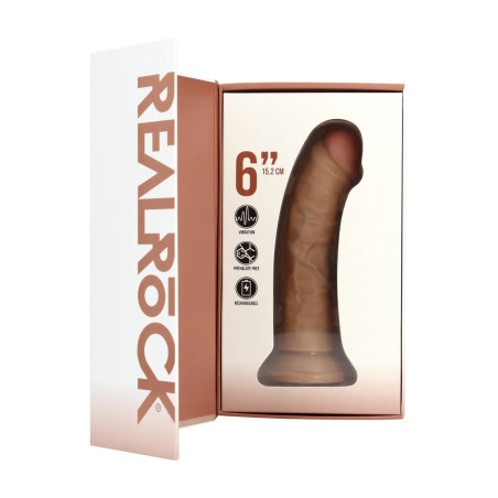 Fallo realistico con ventosa dildo vibrante real rock 6"