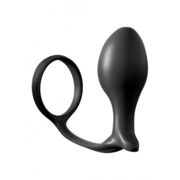 Fallo dildo plug anale con anello fallico indossabile nero anal butt