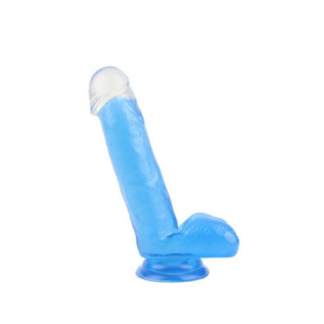 Dildo realistico blu Sensual Thrill con base a ventosa per piacere intenso.