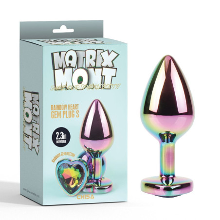 Plug anale rainbow con gemma a forma di cuore butt plug liscio chisa novelties