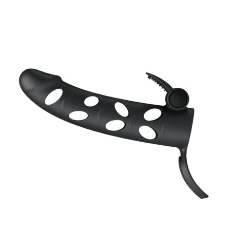 Guaina indossabile per pene con stimolatore clitoride vibrante in silicone pretty love