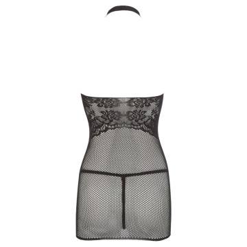 Sexy mini abito a rete intimo donna aderente trasparente senza maniche