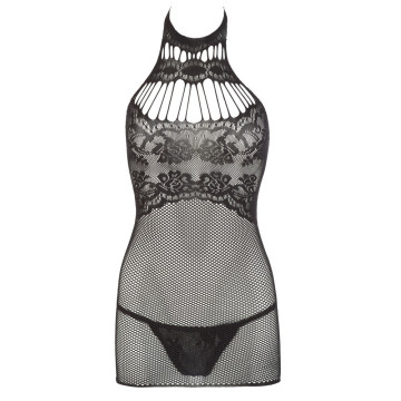 Sexy mini abito a rete intimo donna aderente trasparente senza maniche