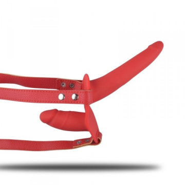 Fallo doppio indossabile strap on dildo vaginale anale per coppia
