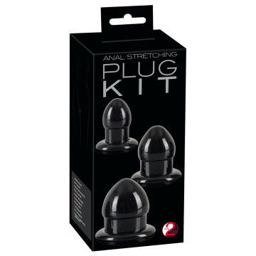 Kit 3pz fallo anale plug set mini medium maxi dildo anal sex toys nero black butt
