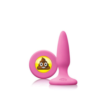 Plug anale in silicone mini fallo butt rosa conico con smile sht EMOJI FACE rosa