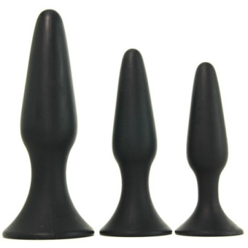 Kit Fallo anale tappo anal nero dildo black set 3 pz mini med maxi butt plug